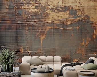 Dark Copper Texture Wallpaper, Peel and Stick Nonwoven and Vinyl, Removable and Erasable, Metallic Wallpaper