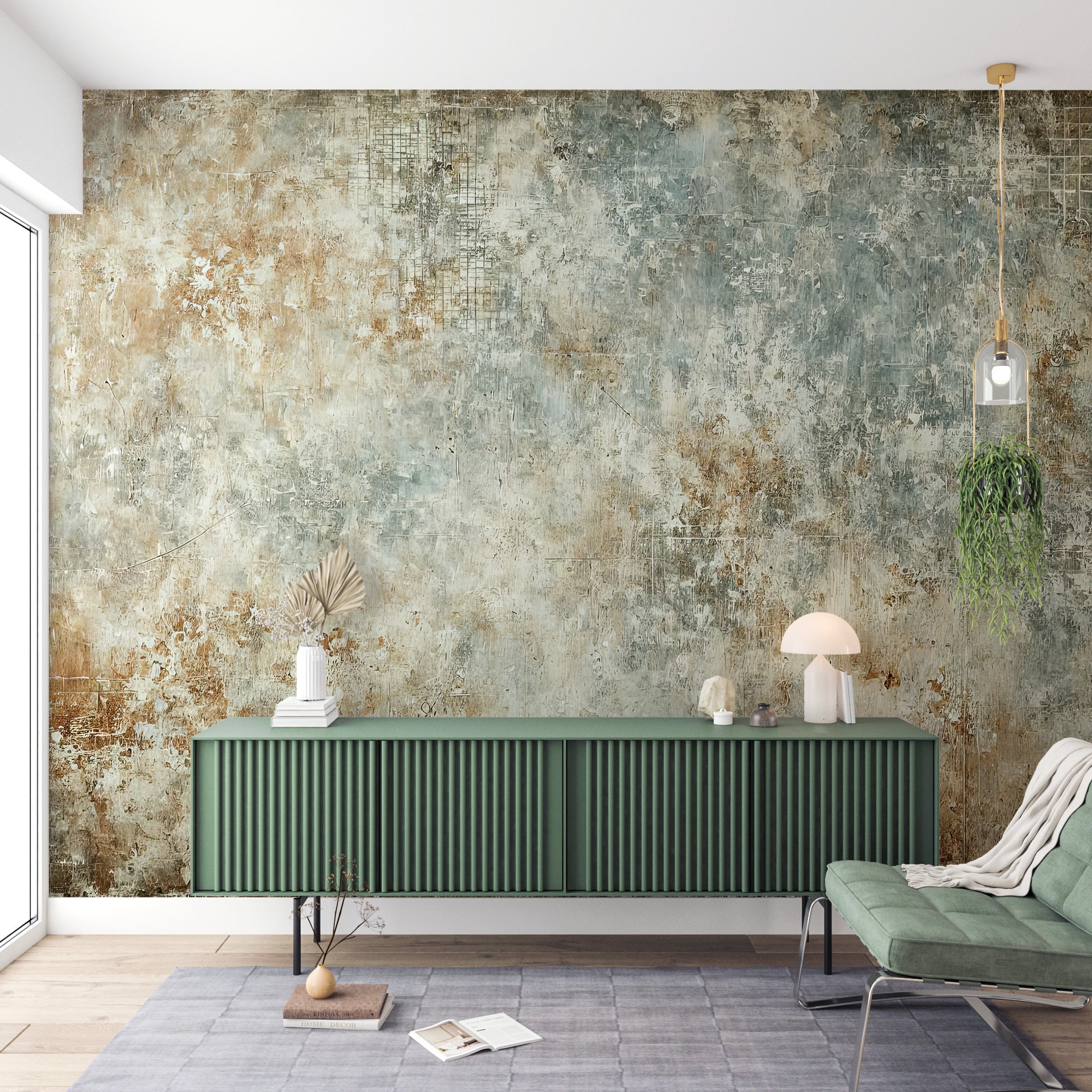 Vintage Plaster Textured Wallpaper, Minimal Living Room and Bedroom ...
