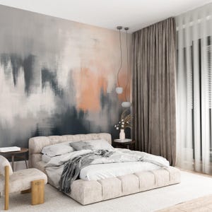 Pink and Gray Oil Painting Textured Wallpaper, Beige Brush Wall Mural, Oil Painting BrushTextured Wall Art