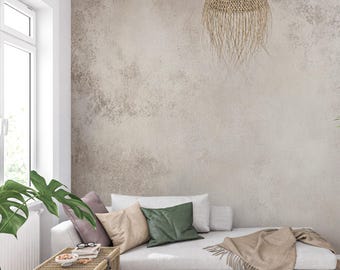 Venetian Plaster Texture Wallpaper, Sand Beige Concrete Wall Mural, Limewash Concrete Wall Decor, Minimal and Vintage Style Wall Art