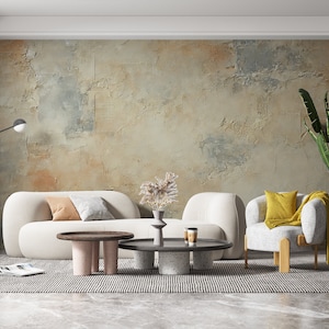 Soft Beige Plaster Textured Wallpaper, Minimal Living Room and Bedroom Mural Decal, Luxury Concrete Wallpaper, Vintage Stucco Wallpaper