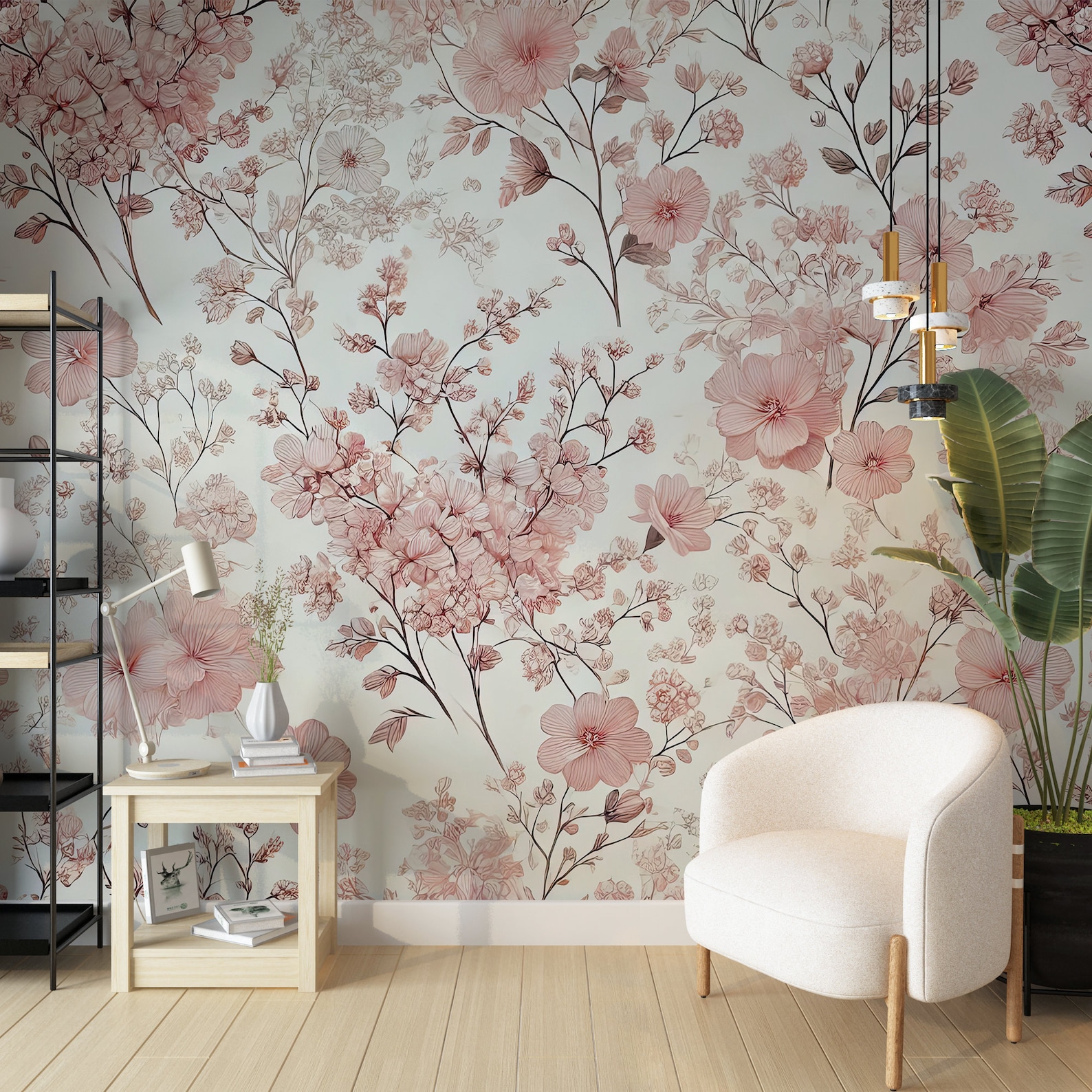 Pink Watercolor Flower Wallpaper, Peony Blossom Wall Mural, Large Peony ...