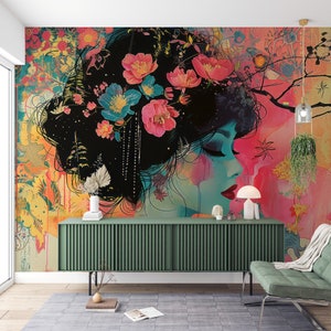 Female Beauty Salon Wallpaper, Wall Mural for Hairdresser, Beauty Parlour Decals, Woman Makeup Art - Hair Salon Decor, Beauty Center