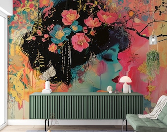 Female Beauty Salon Wallpaper, Wall Mural for Hairdresser, Beauty Parlour Decals, Woman Makeup Art - Hair Salon Decor, Beauty Center