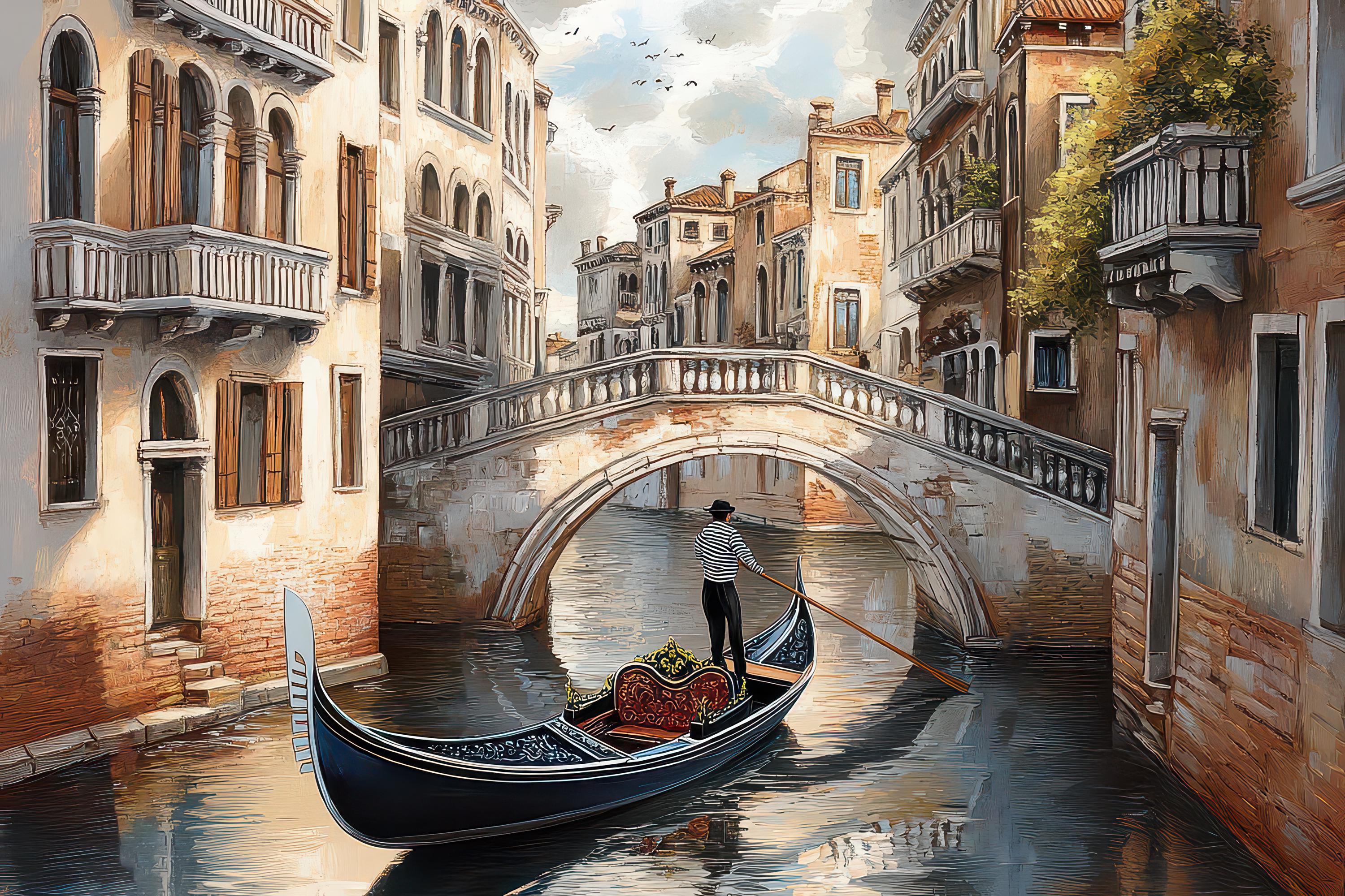 ヴェネツィアの油絵壁紙、歴史的風景の壁画、風景画の壁装飾