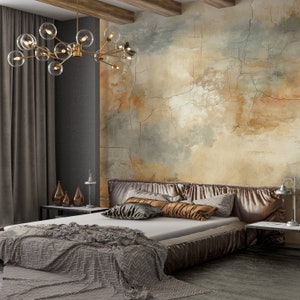 Minimalist Beige Plaster Textured Wallpaper, Modern Living Room and Bedroom Mural Decor, Luxury Concrete Wallpaper, Vintage Stucco Wallpaper
