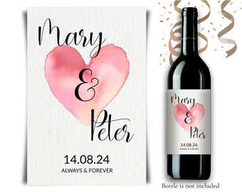 Etichetta personalizzata per bottiglia di vino per anniversario di invito con data di matrimonio: regalo personalizzabile per coppie sposate / download digitale o etichetta stampata