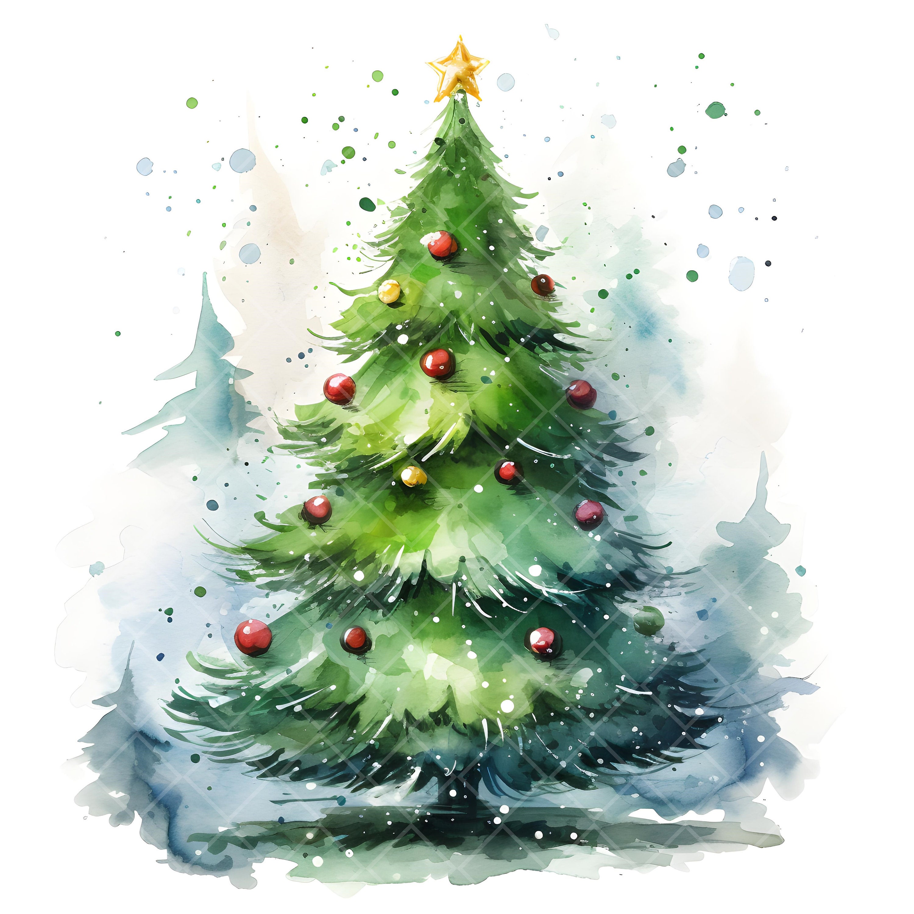 Christmas Tree Clipart Watercolor Christmas Tree Art Christmas Art