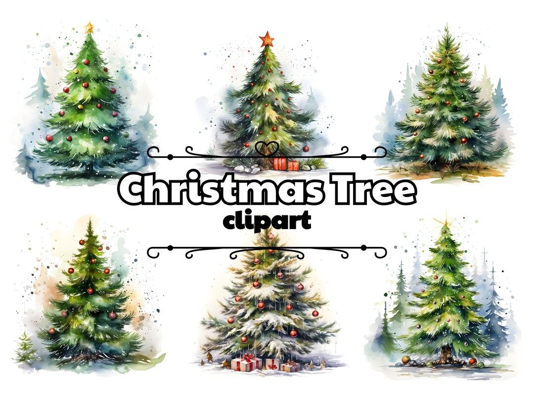 Christmas Tree Clipart Watercolor Christmas Tree Art Christmas Art ...