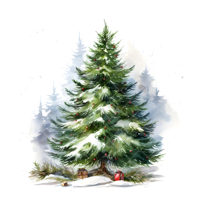 Christmas Tree Clipart Watercolor Christmas Tree Art Christmas Art ...