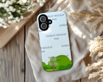 iPhone 16 Case Mockup, Canva Compatible Overlay (PNG)