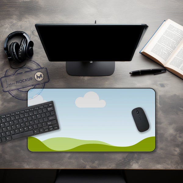 Professional Desk Mat Mockup 15.5x31 - Canva Compatible - Mousepad Desk Pad Mockup - Large Mouse Pad Mockup