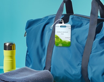 Sports Bag Tag Mockup - Canva Compatible Name Tag (PNG)