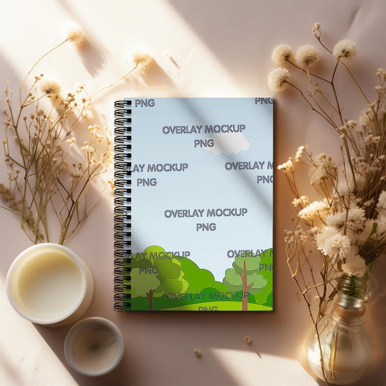 Spiral Notebook Mockup With Transparent Overlay (PNG) - Etsy