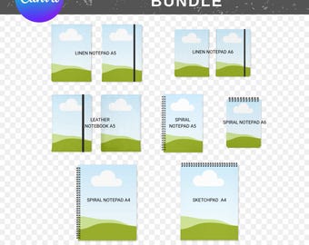 Hardcover Journal Mockup for Canva | Spiral Notebook Template (Digital Download)