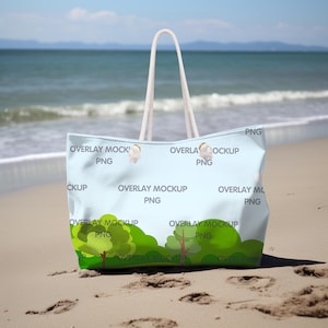 Weekender Tragetasche Mockup, All Over Print Design, Canva Kompatibel AOP Tragetasche Mockup, All Over Print Tragetasche, Seil Griff Tragetasche