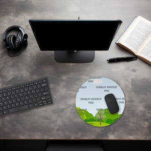 Professional Mouse Pad Mockup round - Canva Compatible - Mousepad Desk Pad Mockup - Gaming Mouse Pad Mockup