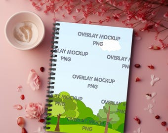 Spiral Notebook Mockup, Transparent Overlay PNG (Digital Download)
