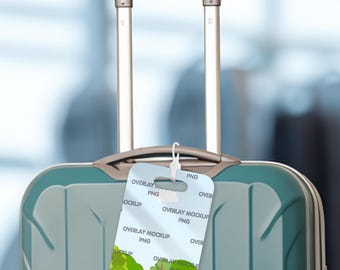 Luggage Tag Mockup – Canva Compatible Name Tag (PNG Overlay)