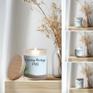 Candle Mockup Bundle - 4xPNG, Frosted Glass Candle, Soy Candle Mockup, Candle mock-up, Digital Candle Mock up, Wood Lid Candle, POD