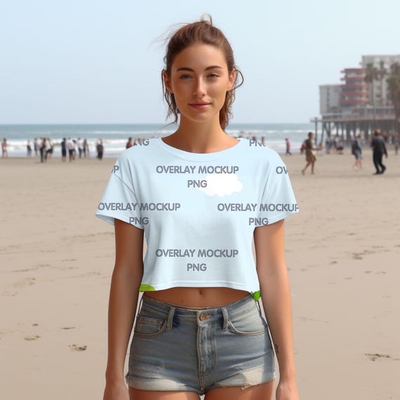 AOP Crop Top Mockup - Transparent Overlay (PNG)