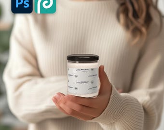 Candle Label Mockup | Clean Aesthetic, 9oz Soy Candle (PSD Printify)