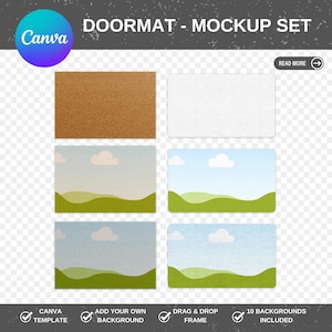 Door Mat & Floor Mat Canva Mockup Bundle | POD DIY Sublimation Front Door Mat Mockup | add your own background | AOP