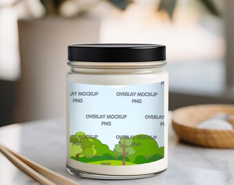 Blank Scented Soy Candle Mockup, POD Mock Up (PNG File)