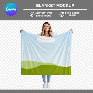 Blanket Mockup Canva, Velveteen Plush Blanket, Minky Blanket, REAL Canva Drag & Drop Frame, Printify Mockup, Print On Demand, DIY Background