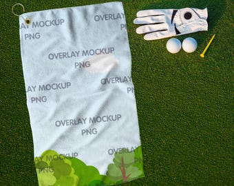 Modello di asciugamano da golf, asciugamano sportivo in microfibra a nido d'ape, stampa su richiesta (PNG)