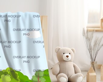 Mockup av sammetsfilt: Överlägg i PNG för utskrift på begäran