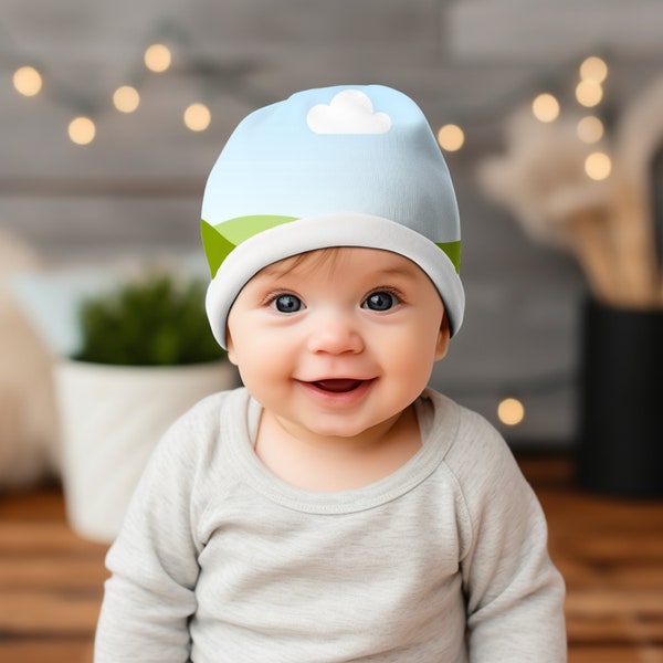 Adorable Baby Beanie Mockup: Transparent Overlay PNG for DIY Designs - Canva Compatible