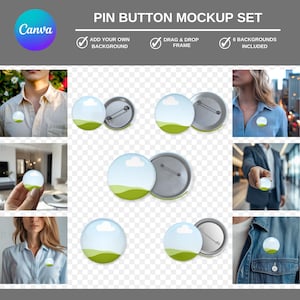 Round Pin Back Mockup, Button Pin Mockup Template, Circle Button Pin Mockup, Button Pin Mock up, Button Pin Mockup Canva Template