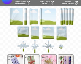 Geschenkpapier Mockup Canva, Geschenk Mockup mit Schleife (Digitaler Download)