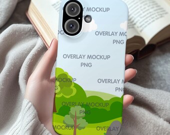 iPhone 16 Case Mockup, Canva Compatible Overlay (PNG)