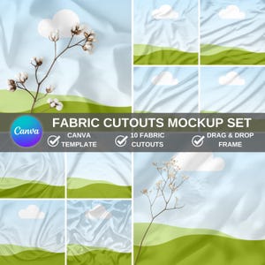 Fabric cutouts Mockup Set | Canva Template | Fabric Mockup | Textile Mockups | Drag and Drop Frame