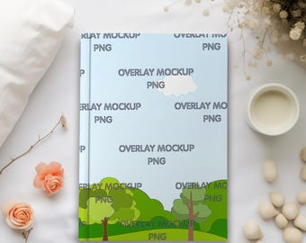 Maquette de cahier à couverture rigide, compatible toile, superposition transparente PNG
