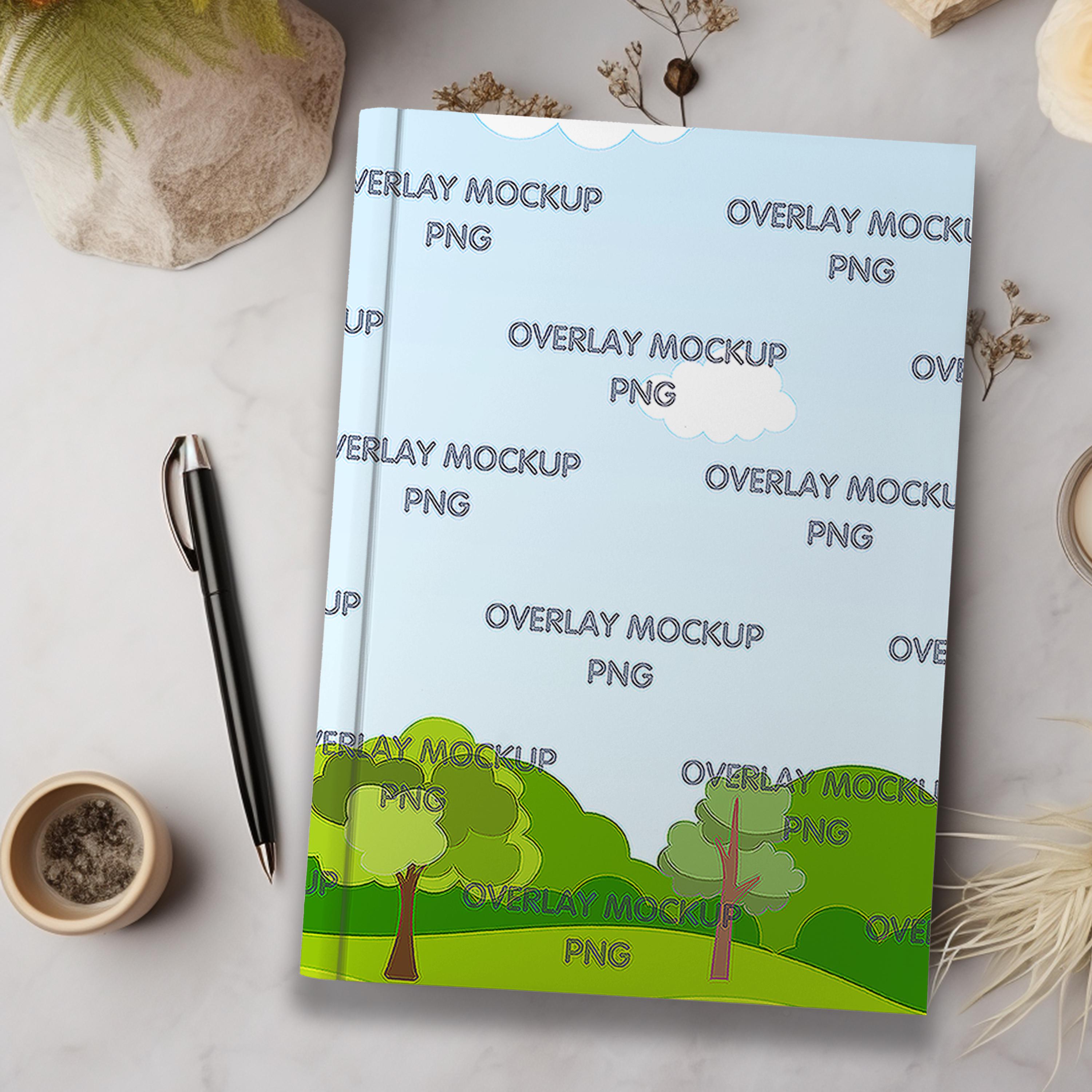 Hardcover Notebook Mockup, Blank Notebook Mockup, Planner Mockup, Journal Mockup, Canva Compatible, Transparent Overlay PNG