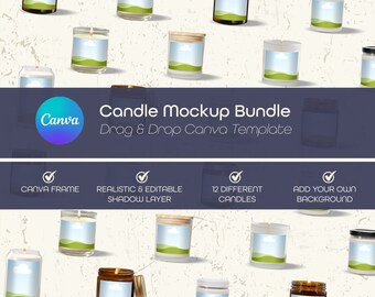 Candle Mockup Bundle, Canva Template (Digital Download)