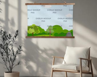 Wood Tapestry Mockup, Overlay Design (PNG)