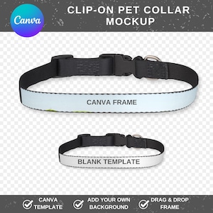 Clip-on Haustierhalsband Mockup | Canva Vorlage | Haustier Mockup | Ziehen Sie den Rahmen | Druck auf Bestellung