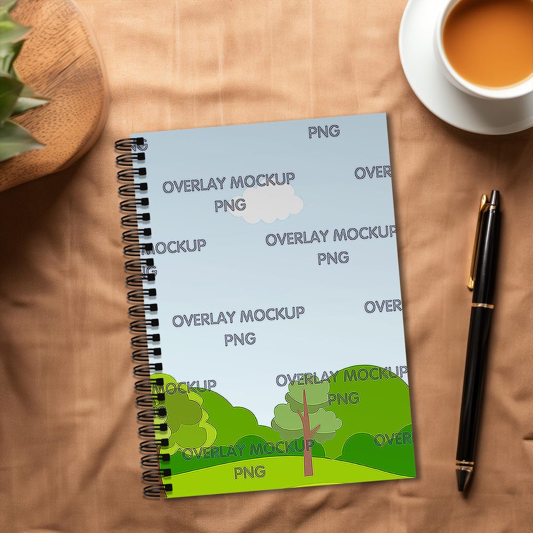 Notebook Overlsy Spiral Notebook Mockup, Transparent Overlay PNG (digital Download) - Etsy