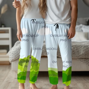 Pajama pants Mockups, Couple Mockup, Pajama Pants (AOP), Mockup, 1x PNG file, pod mockup, nightware mockup