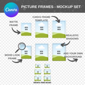 Canva Wall art Mockup Bundle Canva Frame Mockup Canva Frame Template Bundle Wallart Mockup for Canva Drag and Drop Frame Mockup Templates