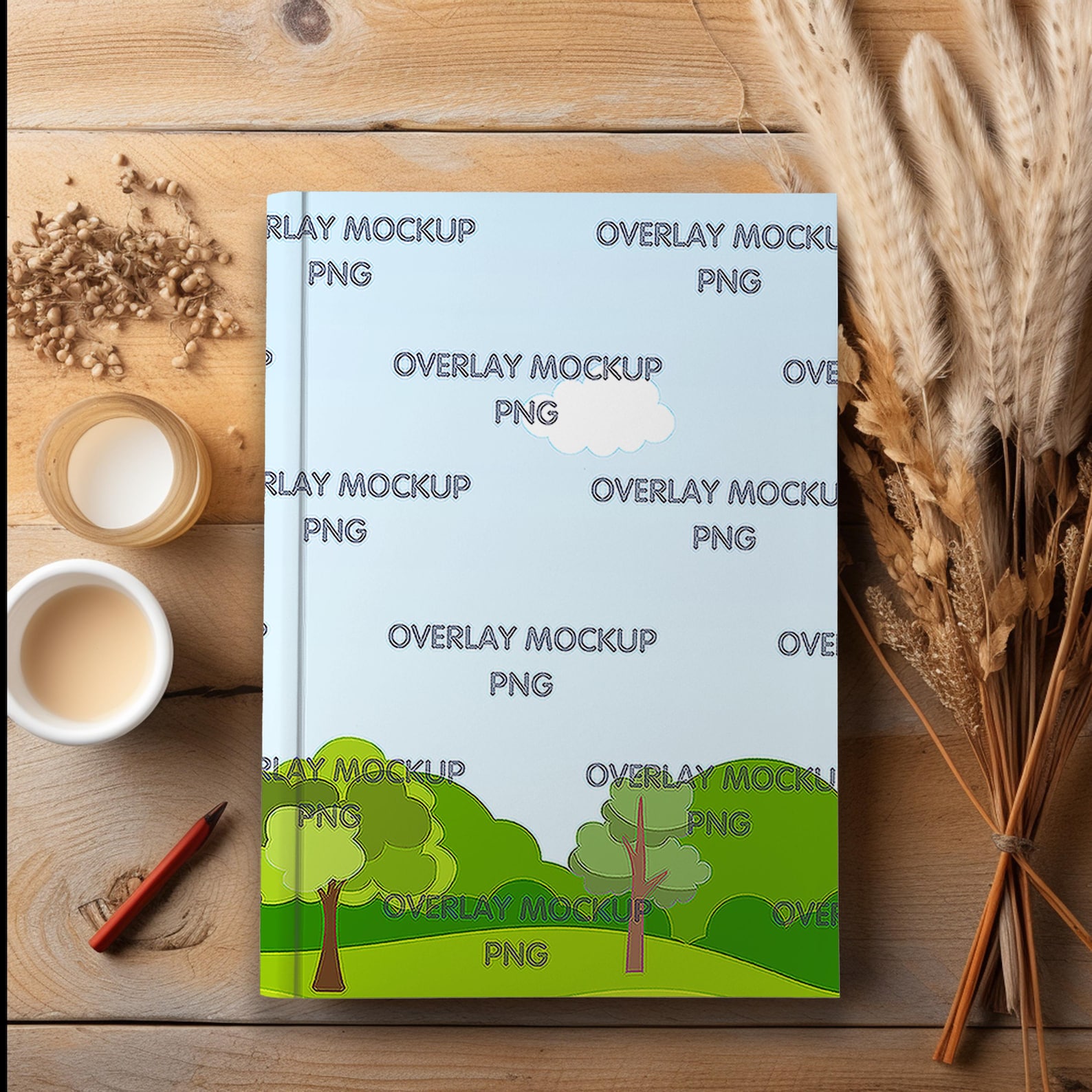 Notebook Overlsy Hardcover Notebook Mockup, Canva Compatible, Transparent Overlay PNG ...
