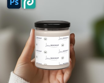Candle Mockup PSD | 9oz Soy Candle Label, Smart Object