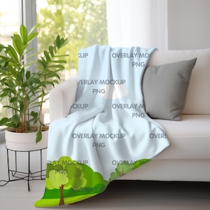 Blanket mockup, blanket mockup canva, blanket mockup on couch, Plush Blanket Mockup, Canva Drag and Drop Mockup, PNG Overlay Blanket Mockup