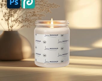 Candle Mockup PSD | Clean Aesthetic, Soy Candle Label (Digital Download)
