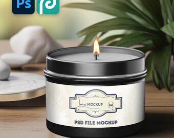 Black Tin Candle Mockup - PSD Smart Object (Digital Download)