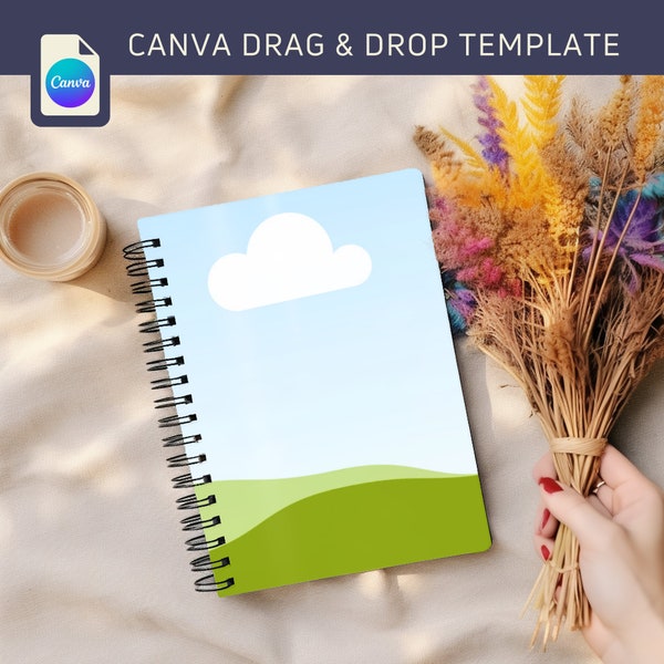 Spiral Notebook Mockup for Canva, Drag and Drop Editable Canva Template, Png